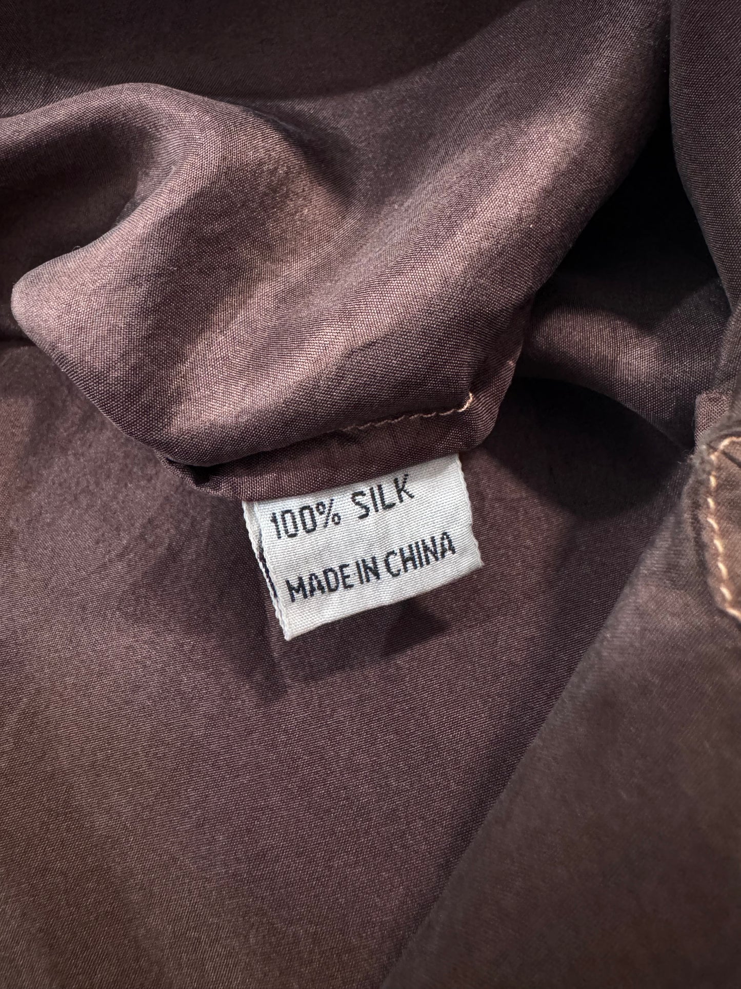 Vintage 100% Silk Top - Brown