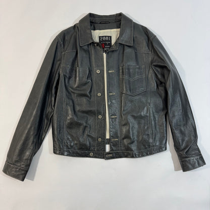 Gun-Metal Grey Vintage Leather Jacket