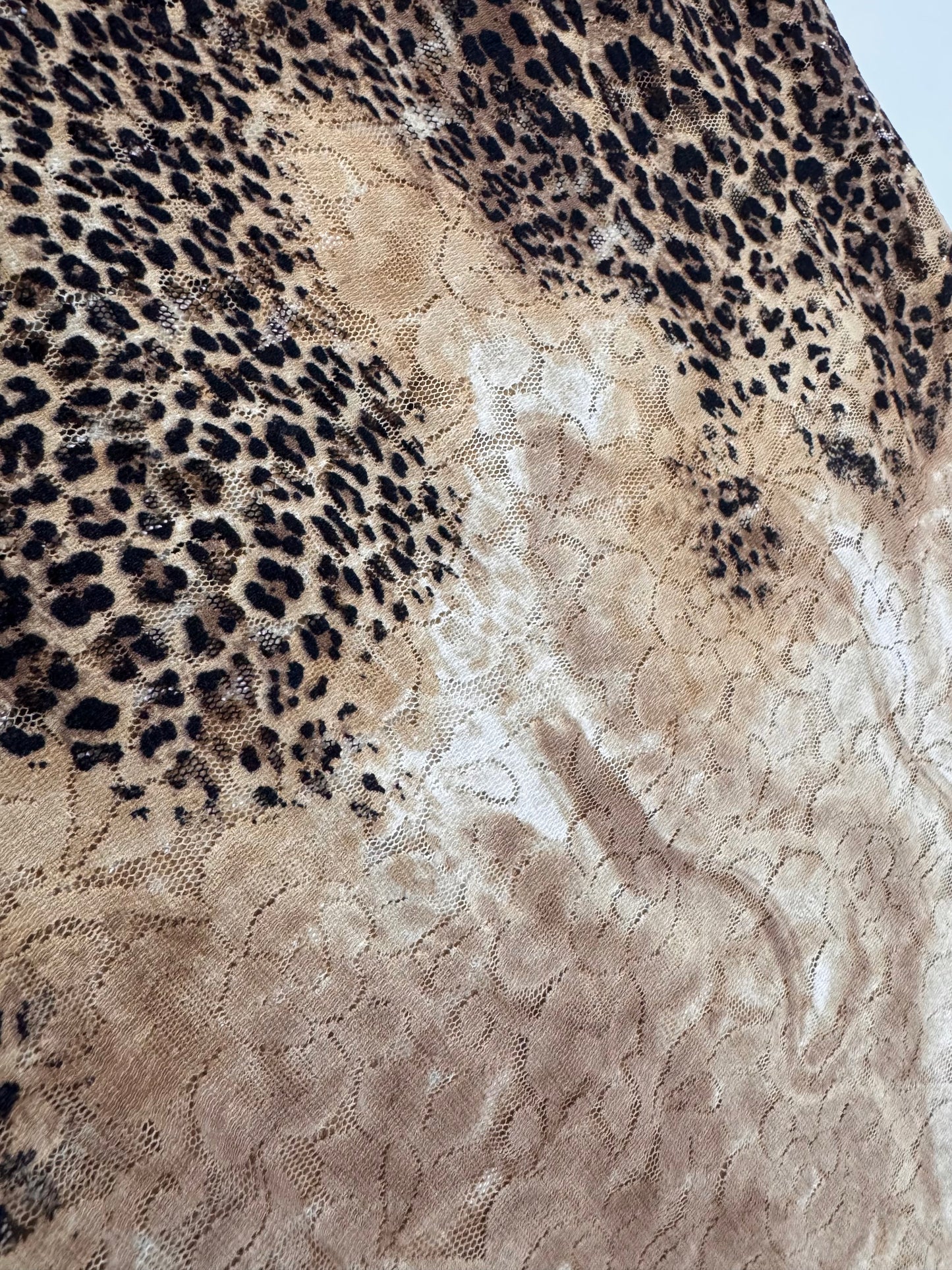 Late '90s Leopard Print Lace Slip Dress - Size L