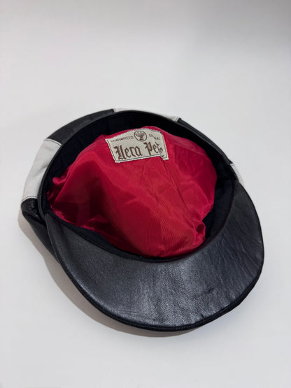 '90s Vintage Real Leather Newsboy Hat