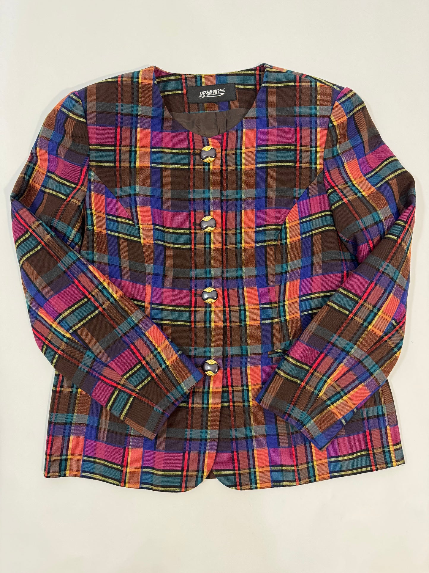 '80s Tailored Chinese Checkered Blazer