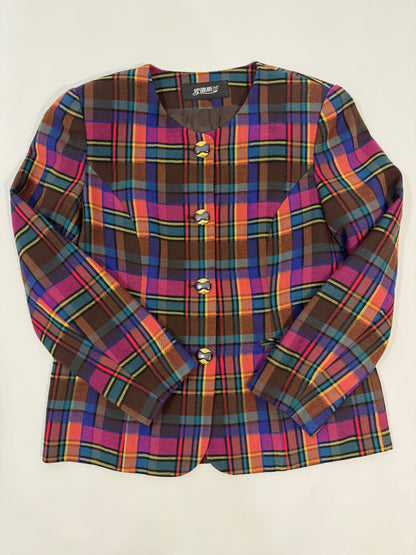 '80s Tailored Chinese Checkered Blazer