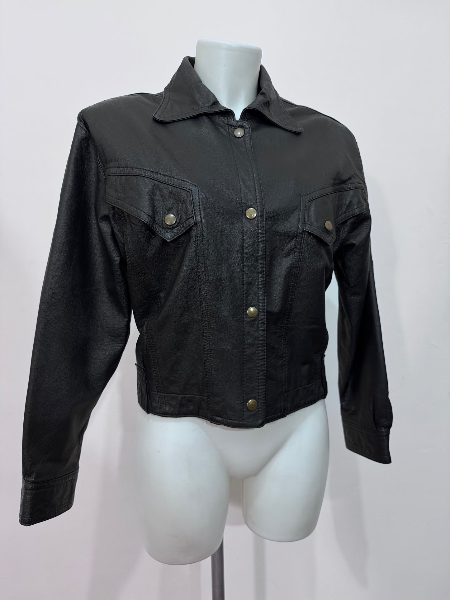 '80s Vintage Black Leather Jacket
