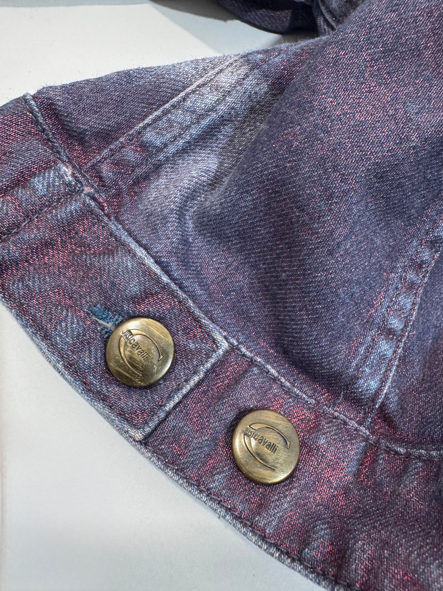 Just Cavalli Vintage Denim Off Shoulder Jacket