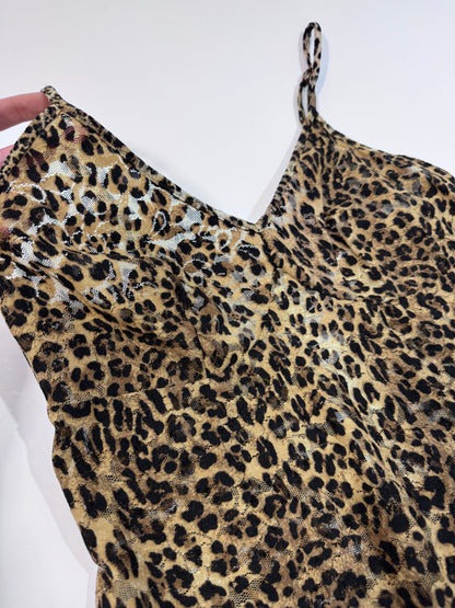 Late '90s Leopard Print Lace Slip Dress - Size L