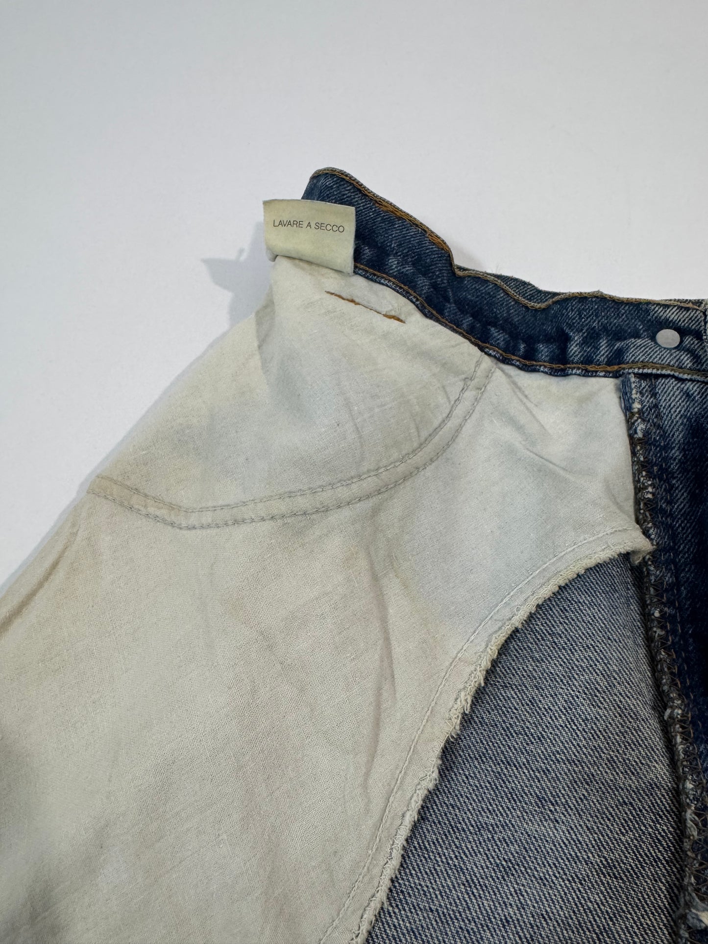 Sem Vaccaro Denim & Leather Skirt