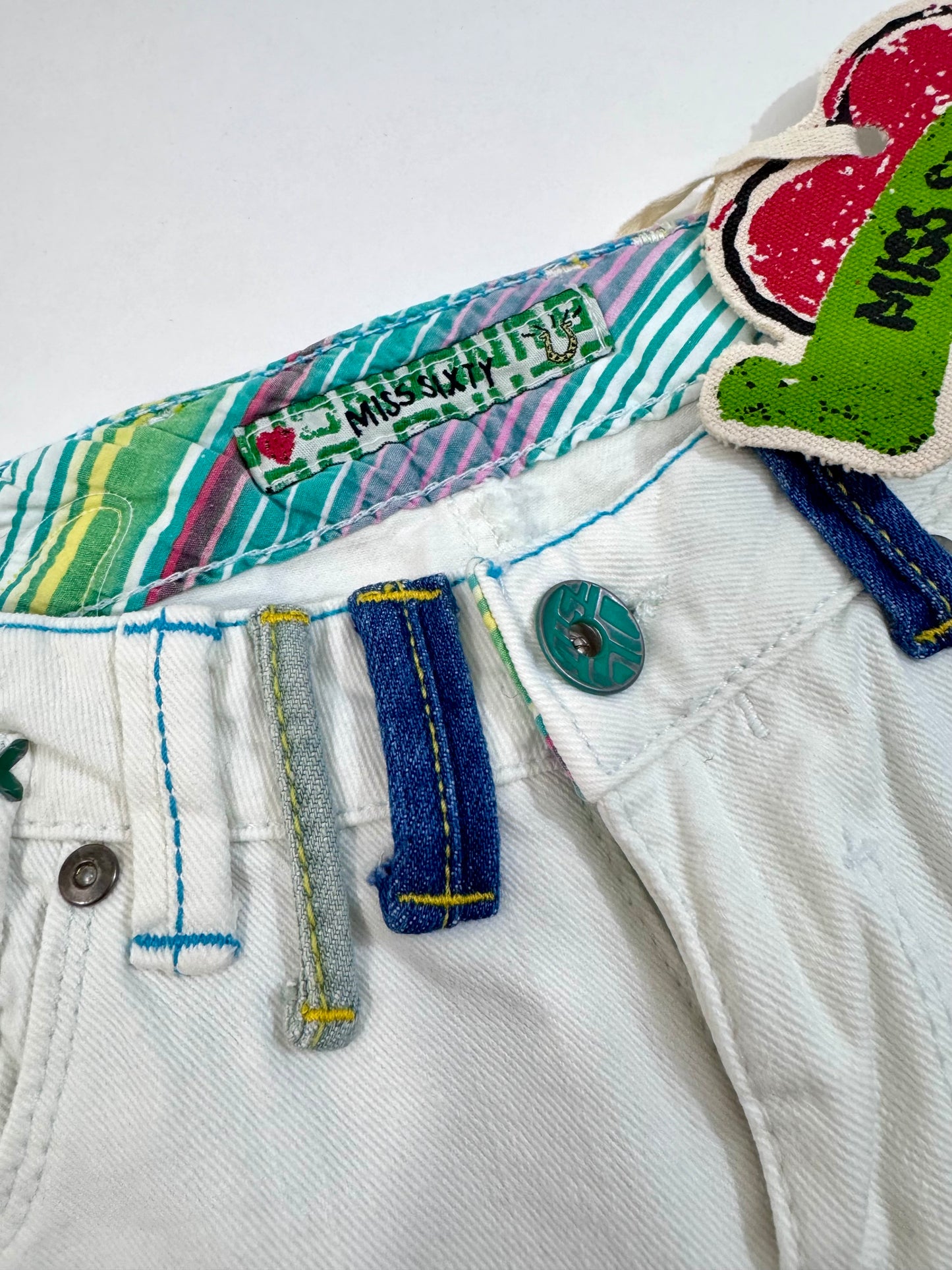 Miss Sixty Deadstock White Patchwork Jeans - XXXS