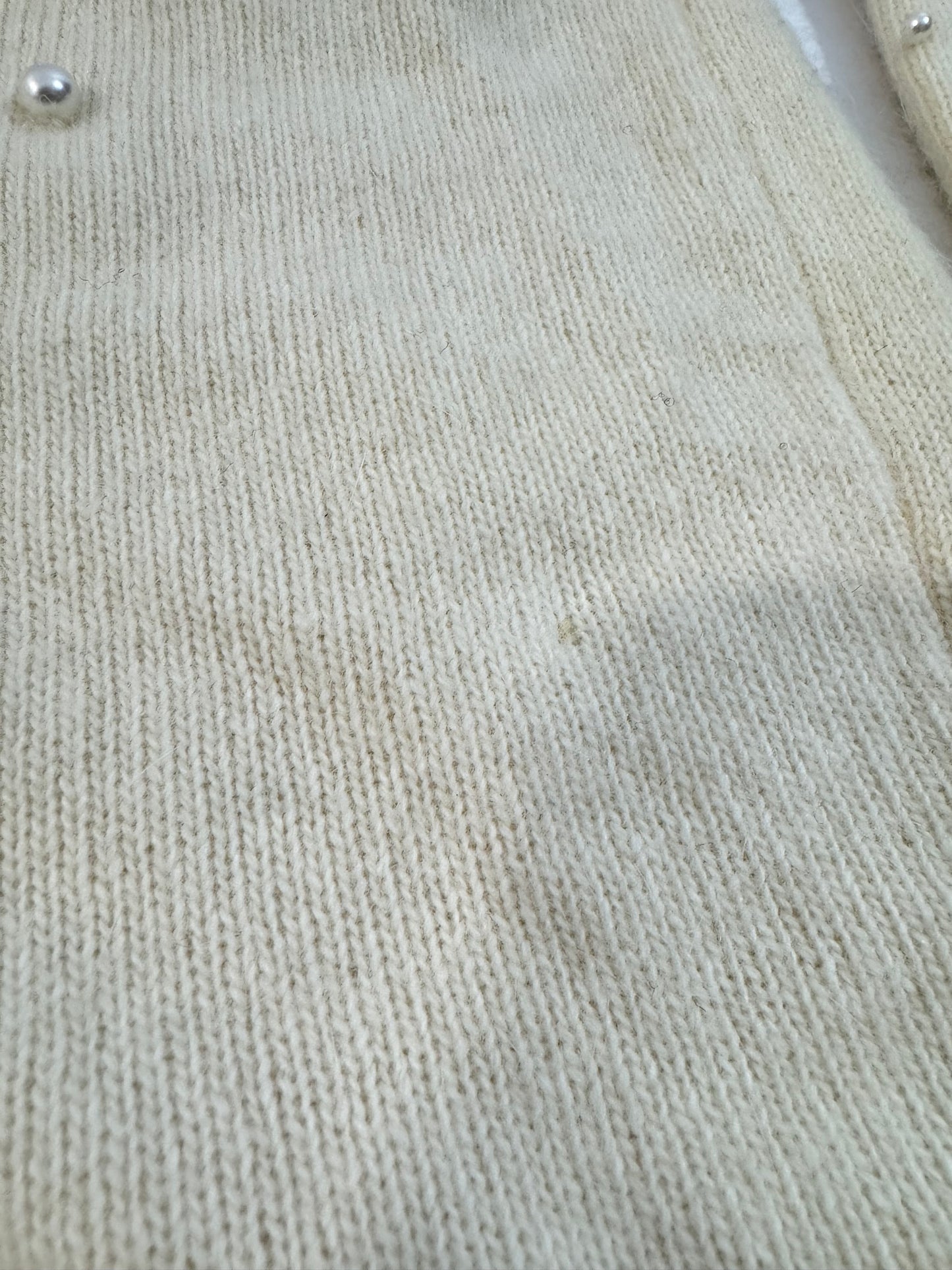 Vintage Pearl Embellished Angora Cardigan