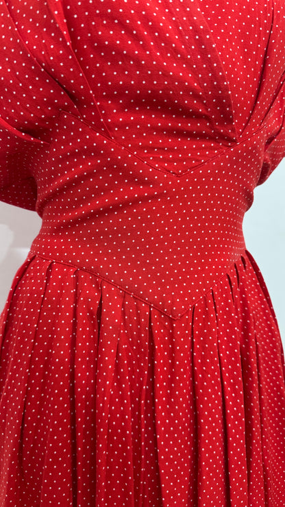 ‘80s Vintage Polka Dot Dress - M/L - Small Def.
