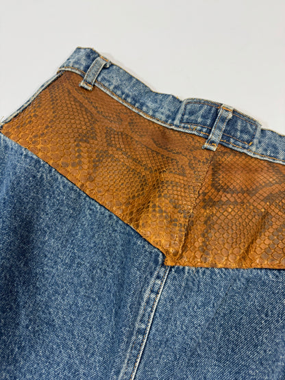 Sem Vaccaro Denim & Leather Skirt