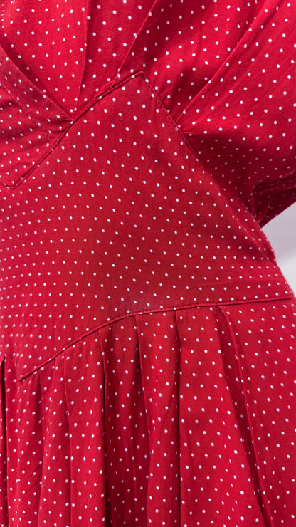 ‘80s Vintage Polka Dot Dress - M/L - Small Def.