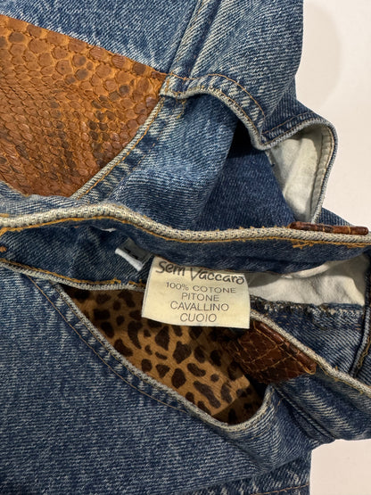 Sem Vaccaro Denim & Leather Skirt