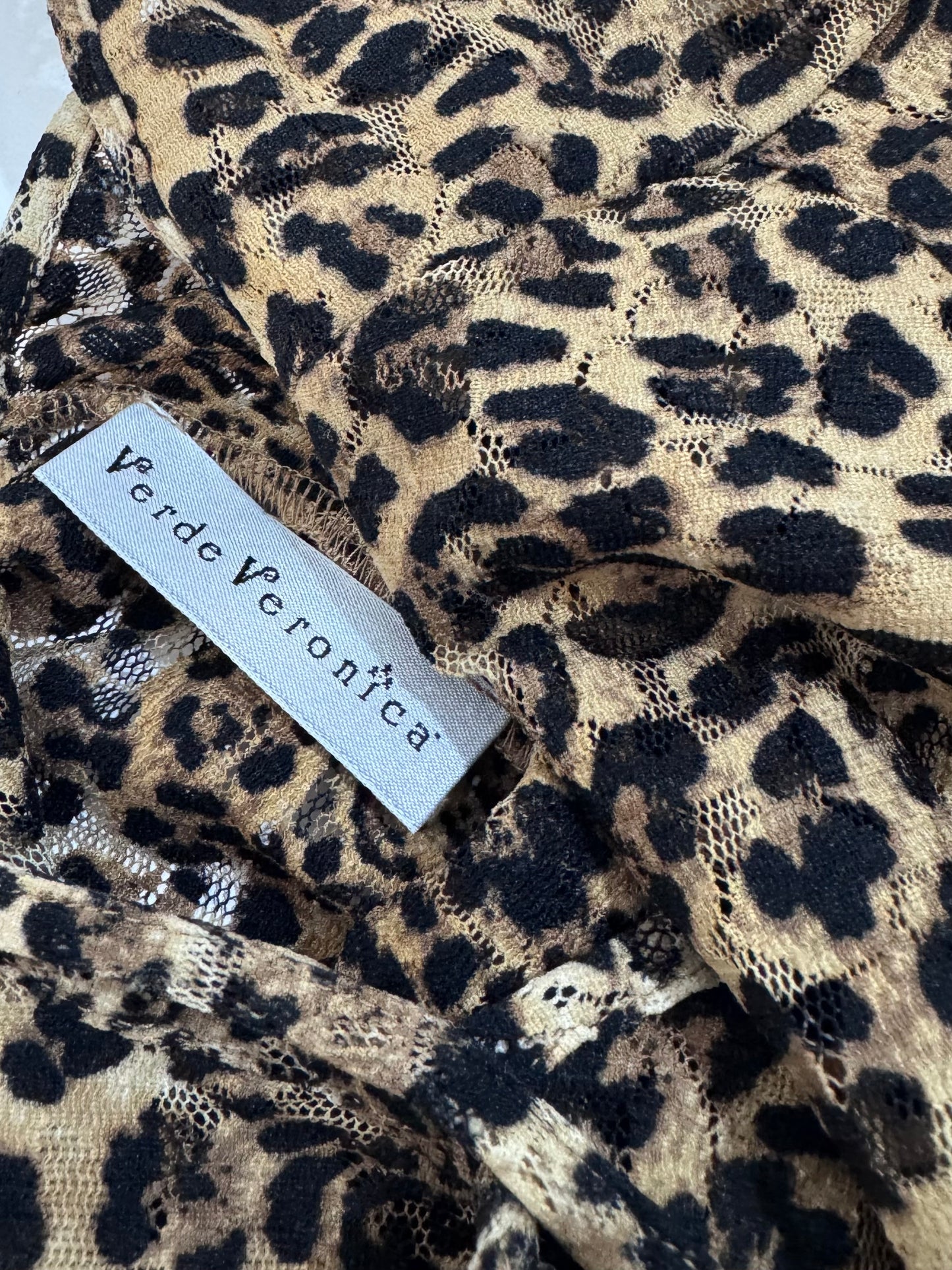 Late '90s Leopard Print Lace Slip Dress - Size L