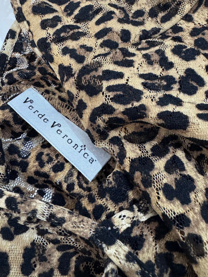 Late '90s Leopard Print Lace Slip Dress - Size L