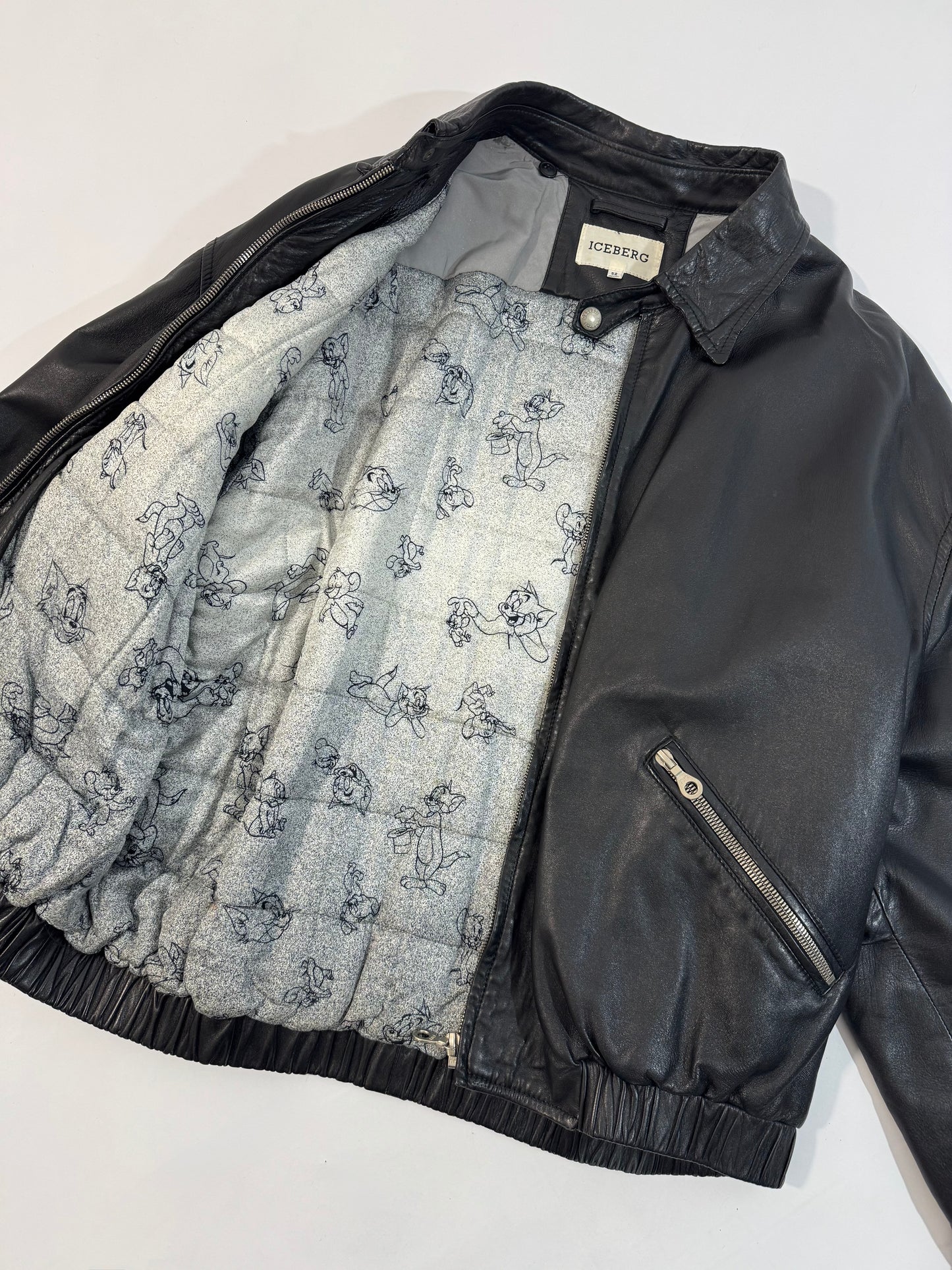 ARCHIVE - 1995 Iceberg Leather Bomber - Tom & Jerry Reflective Patch