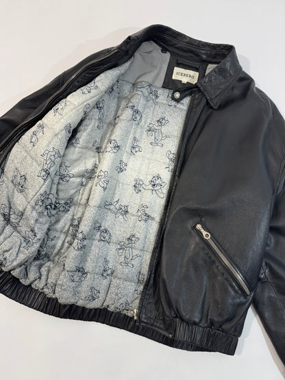 ARCHIVE - 1995 Iceberg Leather Bomber - Tom & Jerry Reflective Patch