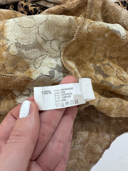 Late '90s Leopard Print Lace Slip Dress - Size L