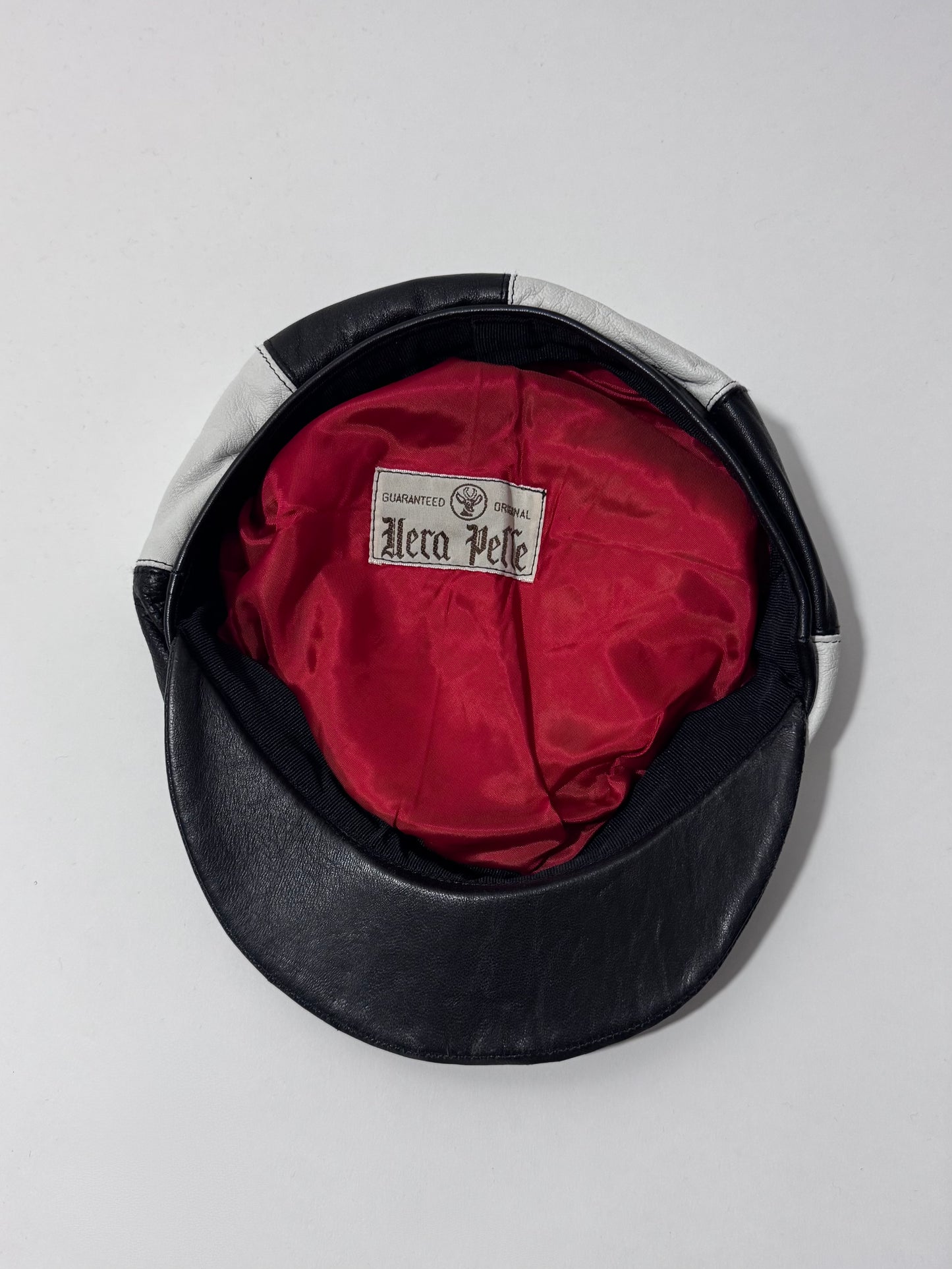 '90s Vintage Real Leather Newsboy Hat