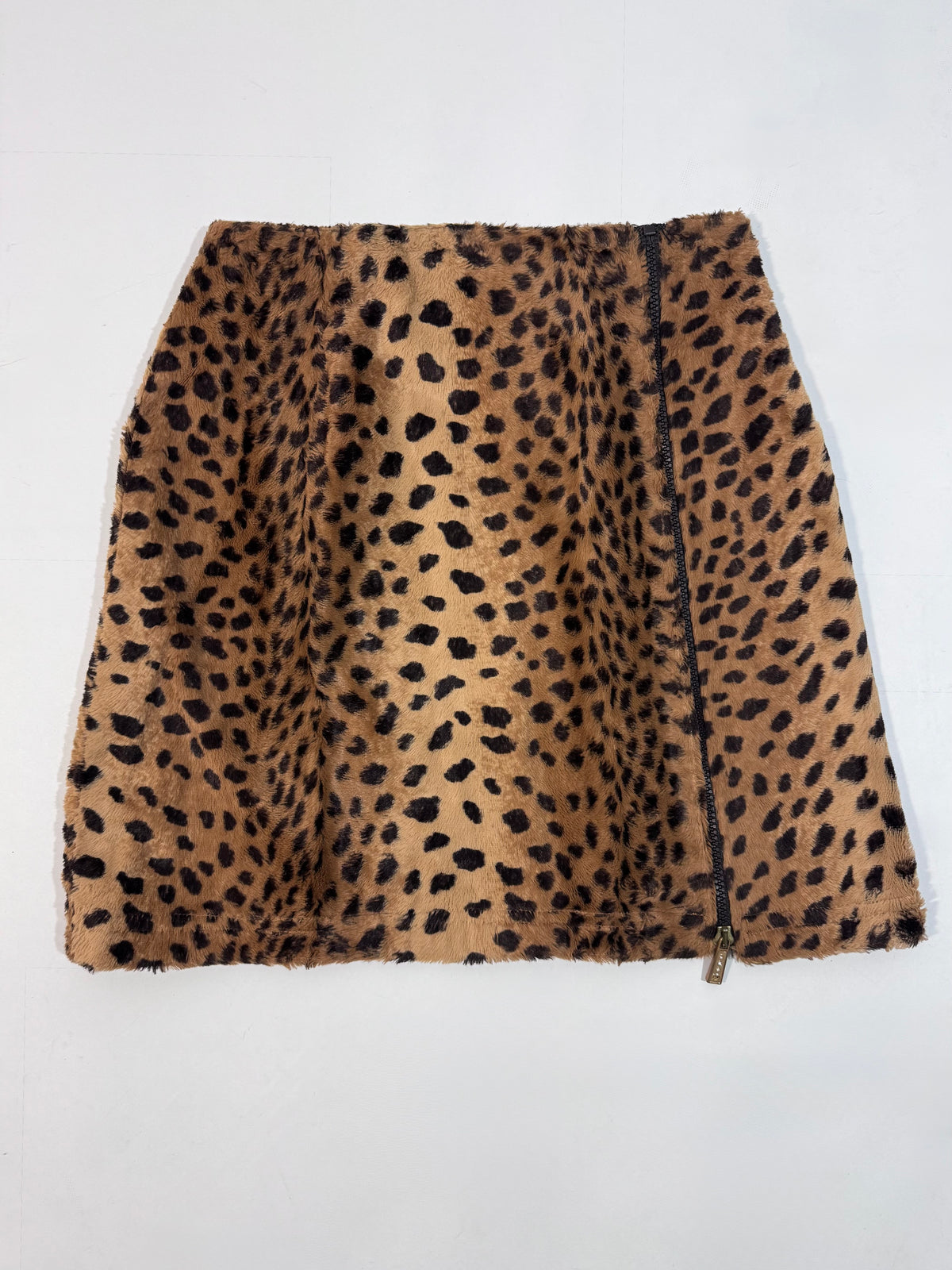 ‘90s Animal Print Faux Fur Skirt