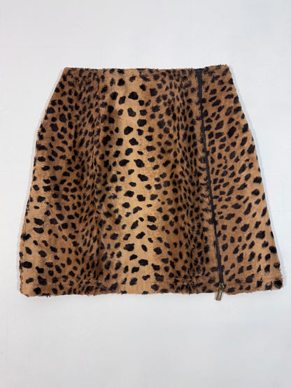 ‘90s Animal Print Faux Fur Skirt