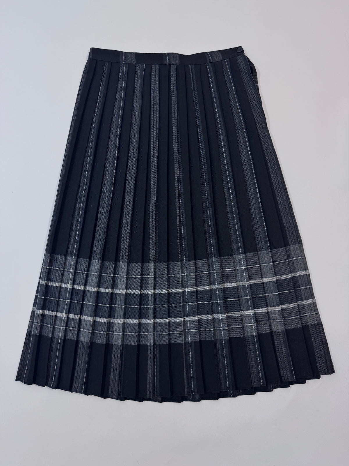 '90s Vintage Wool Charcoal Pleated Skirt - 44IT