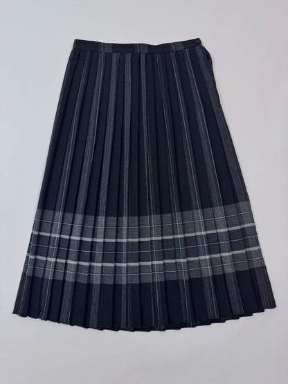 '90s Vintage Wool Charcoal Pleated Skirt - 44IT