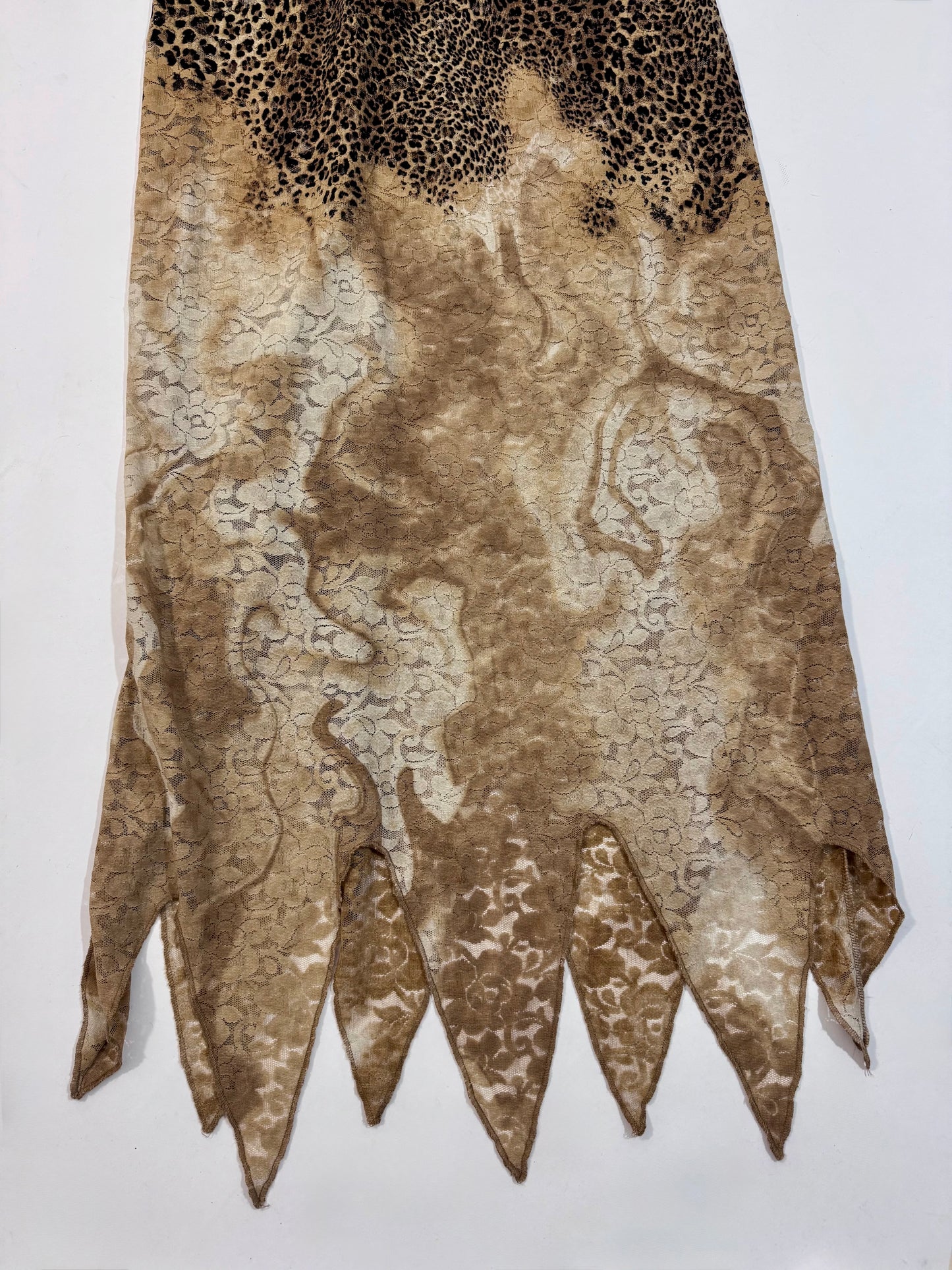 Late '90s Leopard Print Lace Slip Dress - Size L