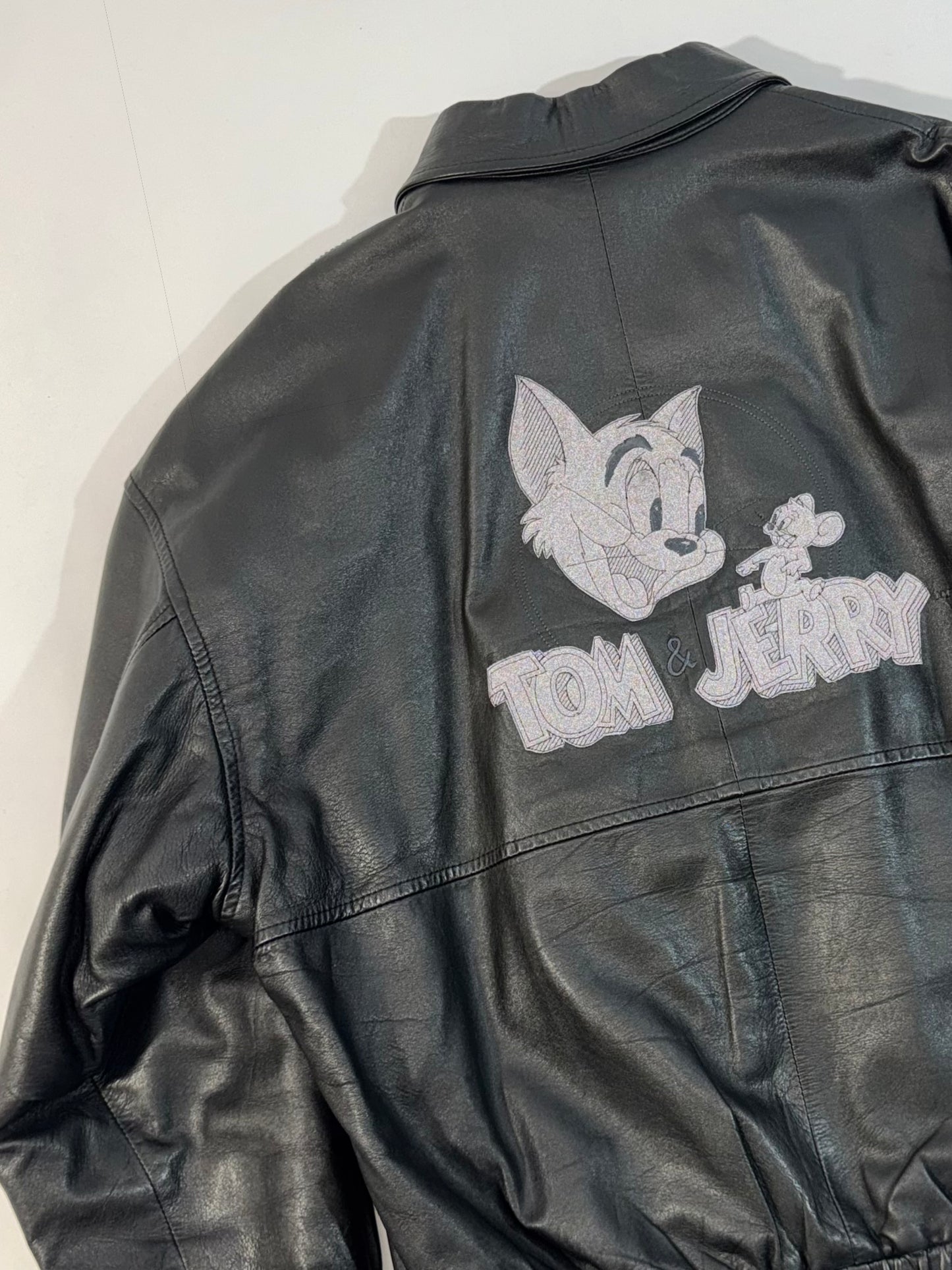 ARCHIVE - 1995 Iceberg Leather Bomber - Tom & Jerry Reflective Patch