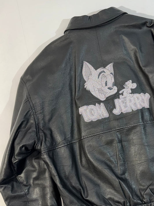 ARCHIVE - 1995 Iceberg Leather Bomber - Tom &amp; Jerry Reflective Patch