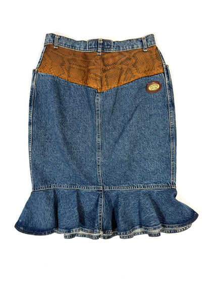 Sem Vaccaro Denim & Leather Skirt