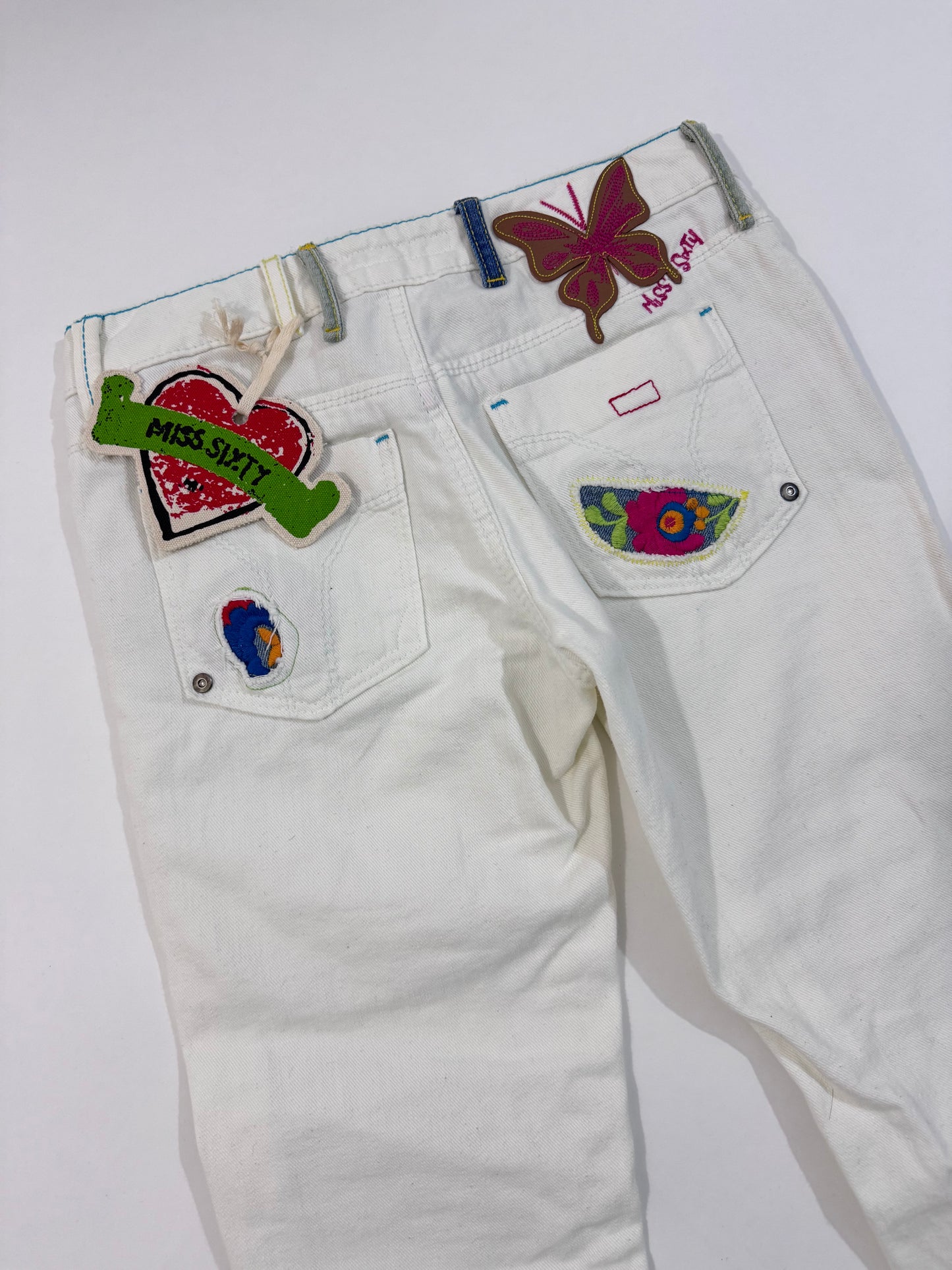 Miss Sixty Deadstock White Patchwork Jeans - XXXS