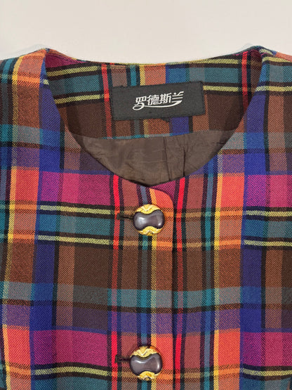 '80s Tailored Chinese Checkered Blazer