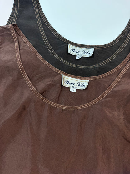 Vintage 100% Silk Top - Brown