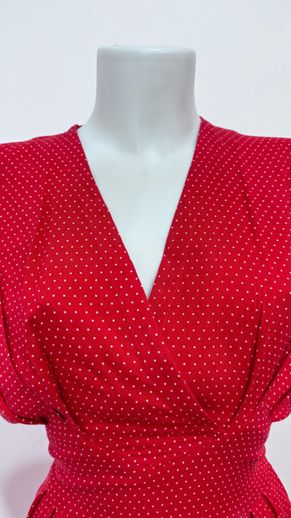 ‘80s Vintage Polka Dot Dress - M/L - Small Def.