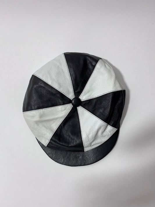 '90s Vintage Real Leather Newsboy Hat