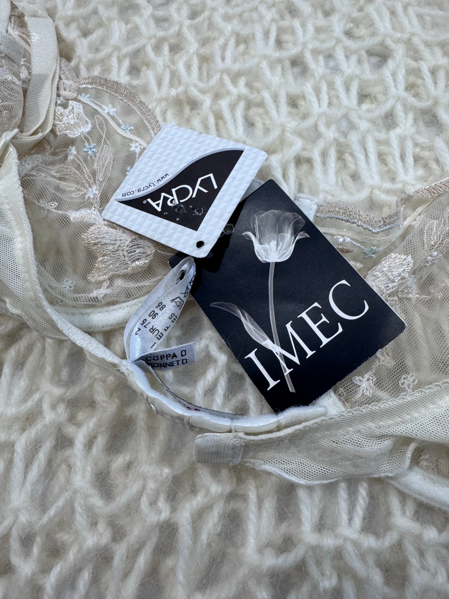 IMEC Vintage Deadstock Embroidered Nude Lace Bra
