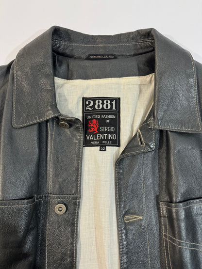 Gun-Metal Grey Vintage Leather Jacket