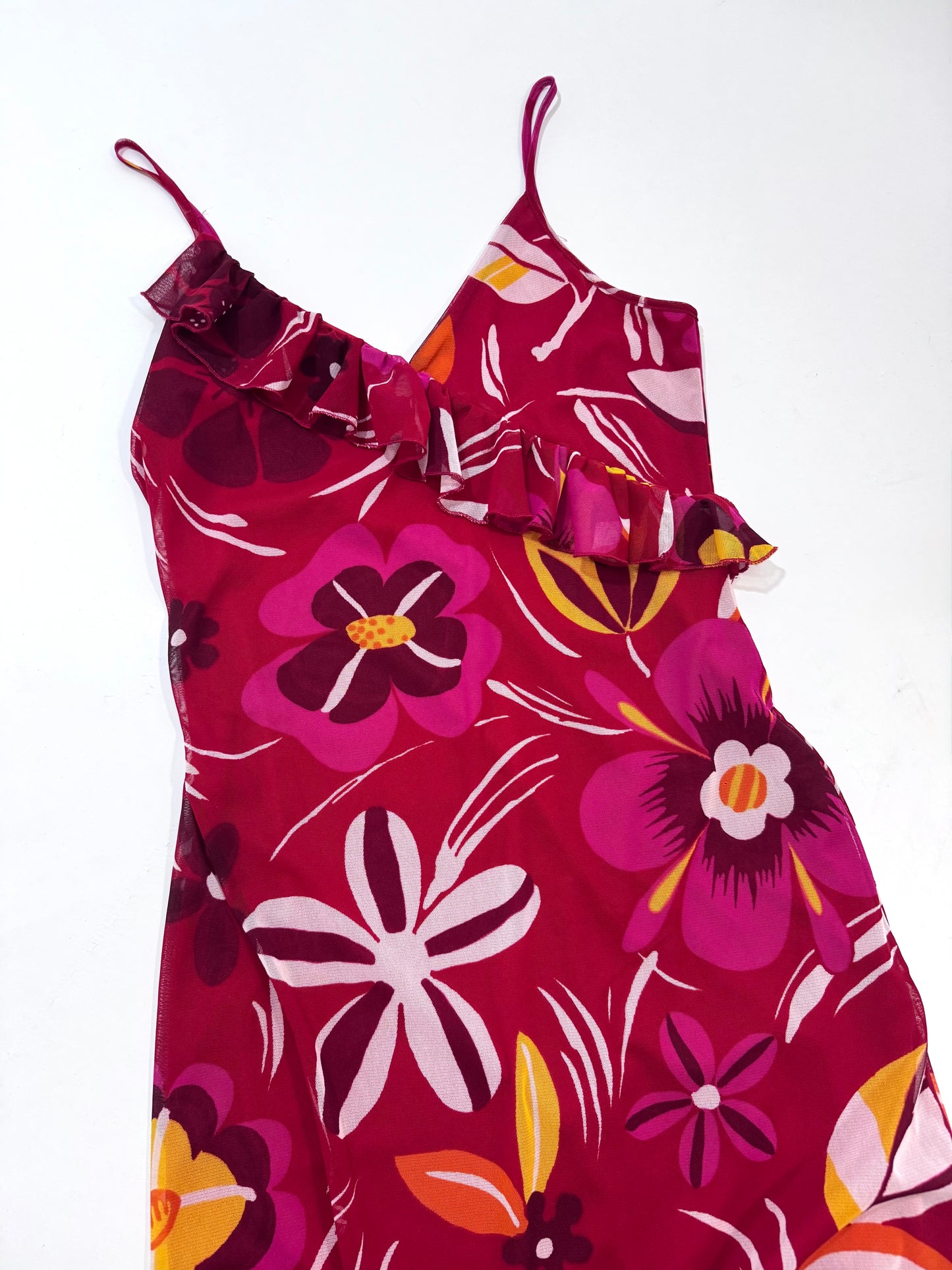 2000s Floral Asymmetric Dress
