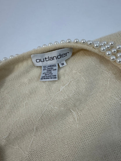 Vintage Pearl Embellished Angora Cardigan