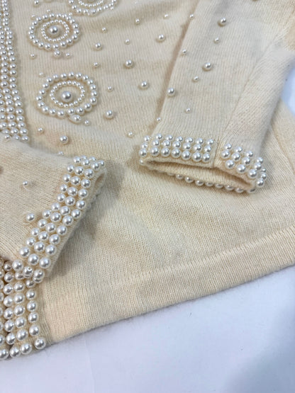 Vintage Pearl Embellished Angora Cardigan
