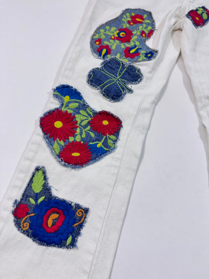 Miss Sixty Deadstock White Patchwork Jeans - XXXS
