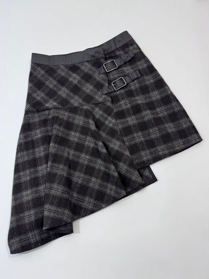 Y2K Vintage Asymmetrical Tartan Skirt
