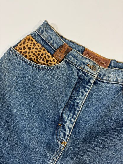 Sem Vaccaro Denim & Leather Skirt