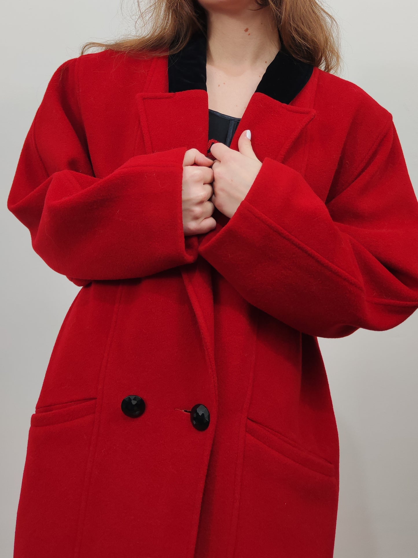 '80s 100% Virgin Wool Red Coat