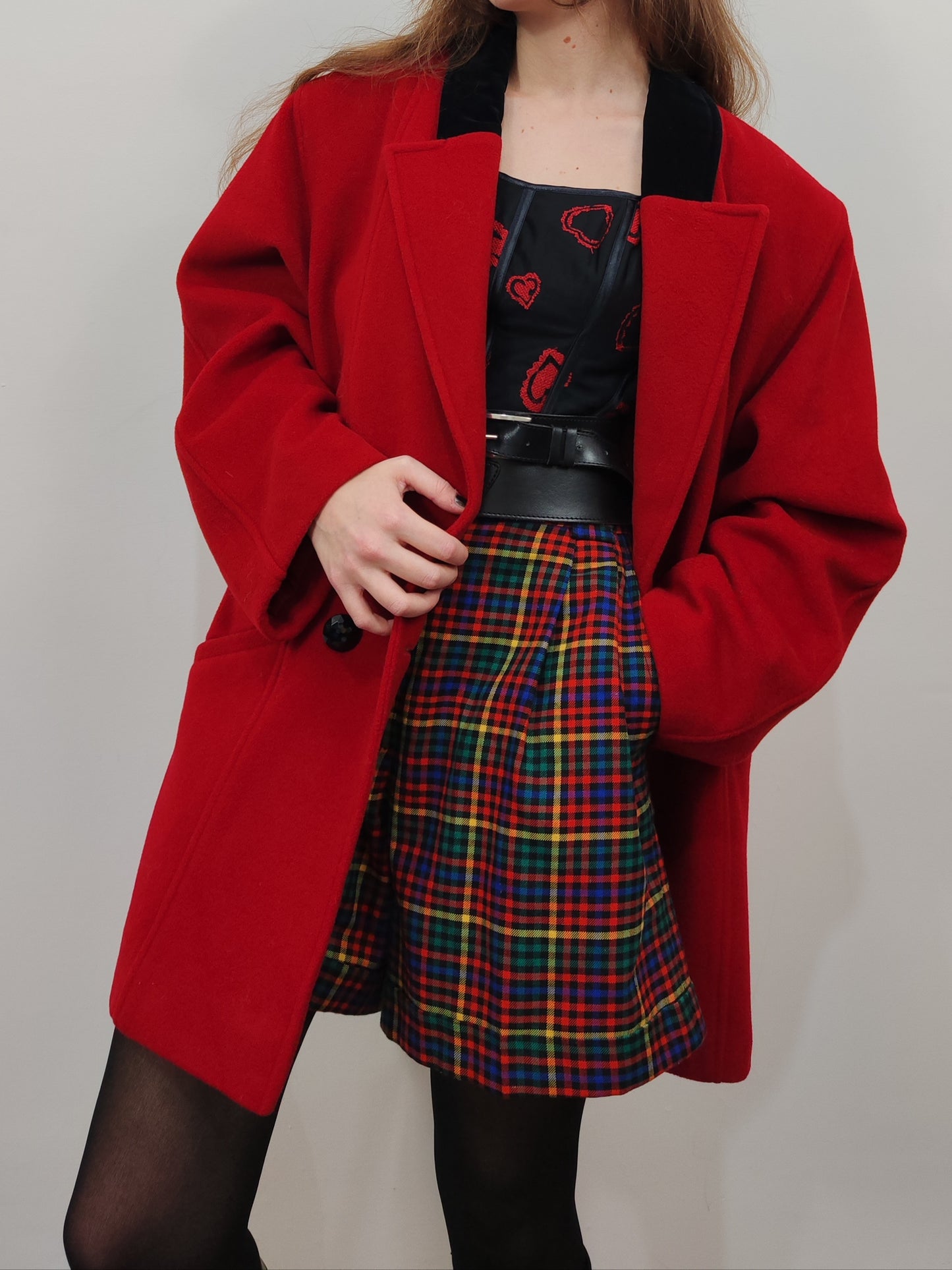 '80s 100% Virgin Wool Red Coat
