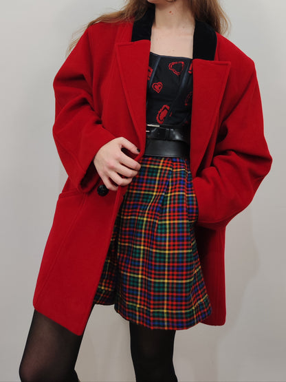 '80s 100% Virgin Wool Red Coat
