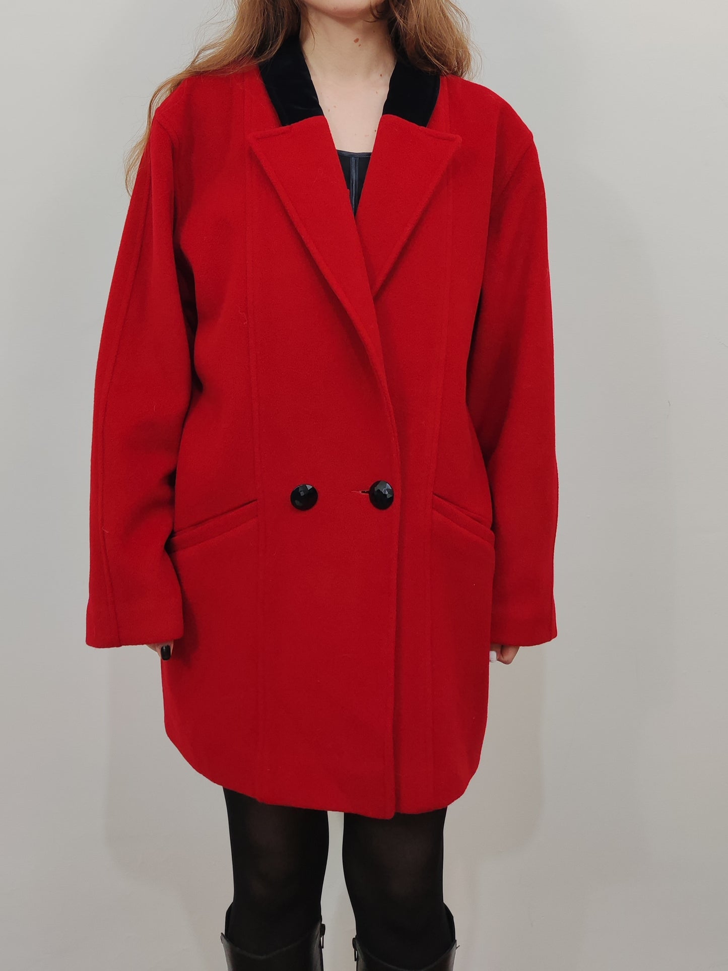 '80s 100% Virgin Wool Red Coat