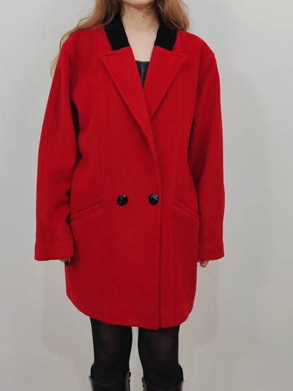 '80s 100% Virgin Wool Red Coat