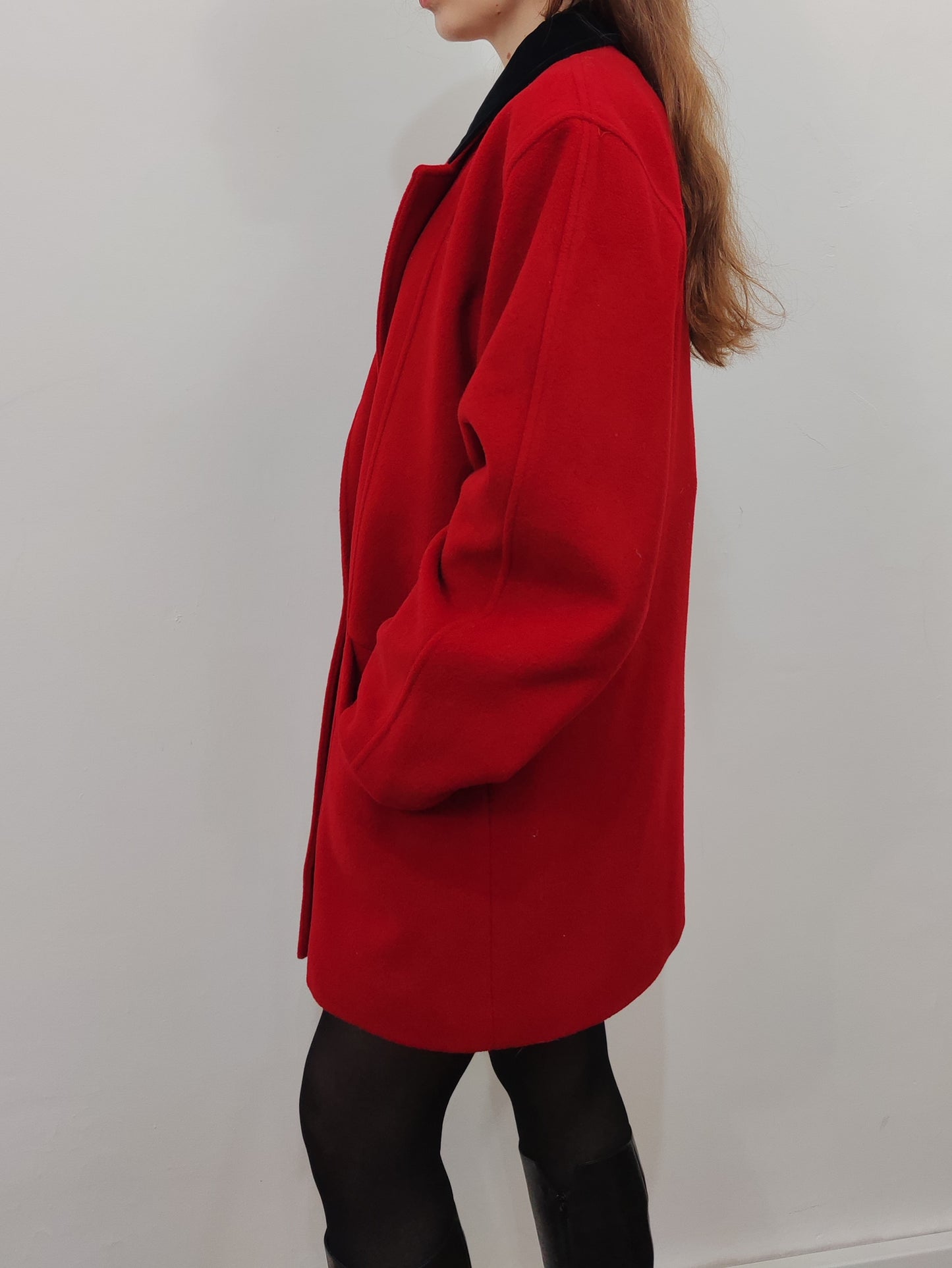 '80s 100% Virgin Wool Red Coat