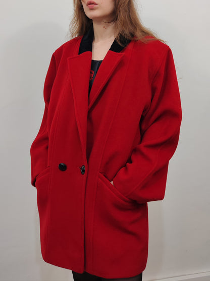 '80s 100% Virgin Wool Red Coat